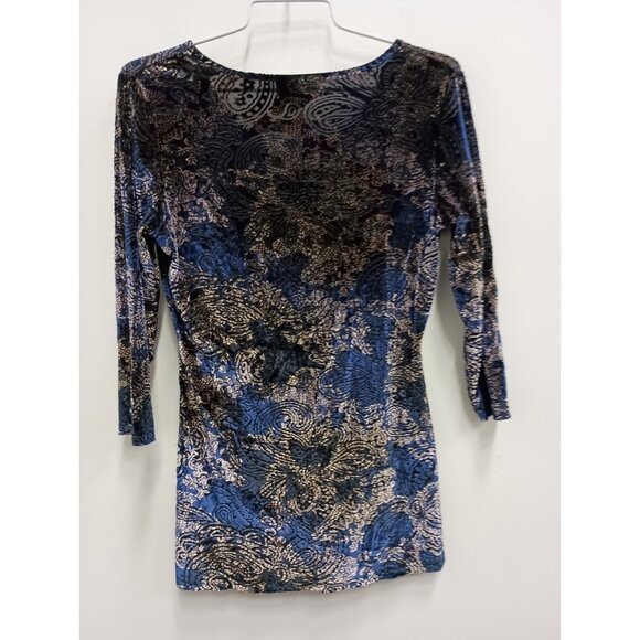 VTG Y2K Dressbarn Babydoll Top Womens Small Floral Velvet Burnout Holiday Gothic - Picture 9 of 11